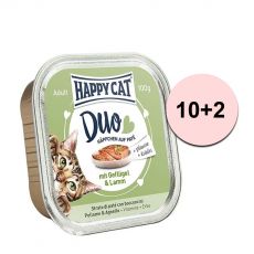 Happy Cat DUO MENU - perutnina in jagnjetina 100g 10+2 BREZPLAČNO