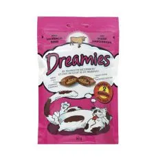 Prigrizek za mačke - DREAMIES blazinice z govedino, 60 g