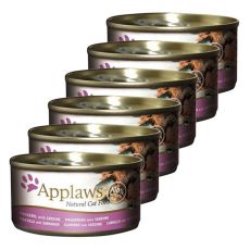 Applaws Cat -konzerva mačje hrane s skušo in sardino, 6 x 70 g