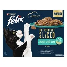 FELIX Deliciously sliced Multipack losos/tuna/trska/morska plo&scaron;ča v želeju 12x80g