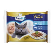 PreVital Fillet Selection vrečke tuna/postrv v želeju 4 x 85 g