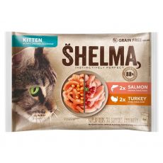 Shelma Kitten vrečke losos/puran v omaki 4 x 85 g