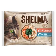 Shelma Cat vrečke losos/trska v omaki 4 x 85 g