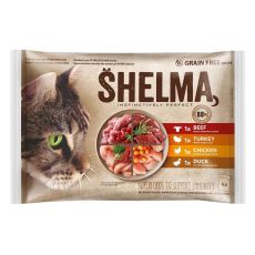 Shelma Cat vrečke 4 vrste mesa v omaki 4 x 85 g