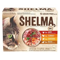 Shelma Cat vrečke 4 vrste mesa v omaki 12 x 85 g