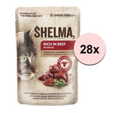 Shelma Cat vrečka govedina-paradižnik-zelišča v omaki 28 x 85 g