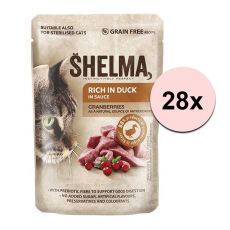 Shelma Cat vrečka raca-brusnica v omaki 28 x 85 g