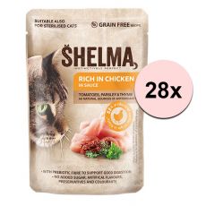 Shelma Cat vrečka piščanec-paradižnik-zelišča v omaki 28 x 85 g