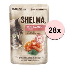 Shelma Cat vrečka losos-spirulina v omaki 28 x 85 g