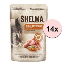 Shelma Cat vrečka puran-rakitovec v omaki 14 x 85 g