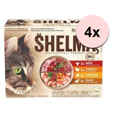 Shelma Cat vrečke 4 vrste mesa v omaki 48 x 85 g