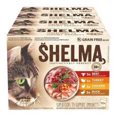 Shelma Cat vrečke 4 vrste mesa v omaki 48 x 85 g