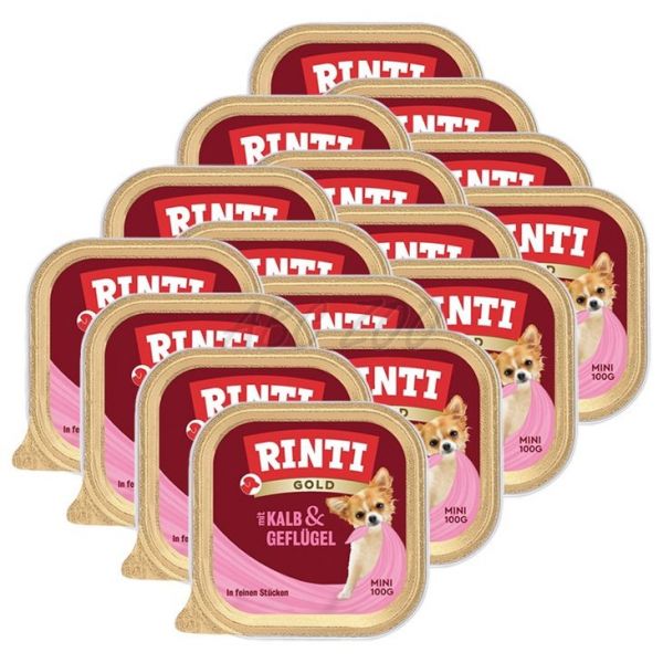 Rinti Gold Mini Adult telečje in perutninsko meso v posodici 16 x 100 g ...