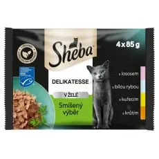 Sheba Delikatesse me&scaron;ani izbor vrečk hrane v želeju 4 x 85 g