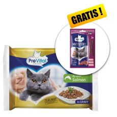 PreVital Fillet Selection Sterile vrečke losos v omaki 4 x 85 g + priboljšek BREZPLAČNO