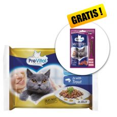 PreVital Fillet Selection vrečke tuna/postrv v želeju 4 x 85 g + priboljšek BREZPLAČNO