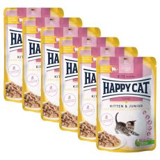 Happy Cat Vrečka Kitten & Junior Land Geflügel 6 x 85 g