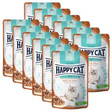 Vrečka Happy Cat Care Haut & Fell / Koža & dlaka 12 x 85 g