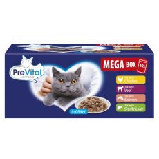 PreVital MEGA BOX vrečke piščanec/teletina/losos/jetra v omaki 40 x 100 g