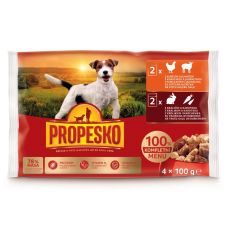 Propesko vrečke za pse kunec-korenje, piščanec-jagnjetina v omaki 4 x 100 g