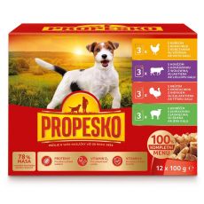 Propesko Dog vrečke piščanec/govedina/puran/jagnjetina v omaki 12 x 100 g