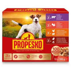 Propesko Dog govedina/puran/piščanec-jagnjetina/kunec-korenje v omaki 12 x 100 g