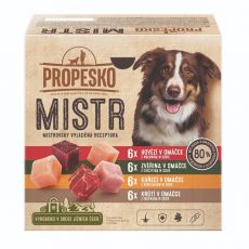 Propesko MISTR Dog govedina/divjačina/piščanec/puran v omaki 24 x 85 g