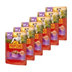 Propesko Dog Vrečka govedina-zajec v omaki 6 x 100 g