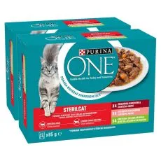 PURINA ONE STERILCAT vrečke &ndash; govedina, losos in puran v omaki 24 x 85 g