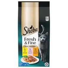 Sheba Fresh & Fine vrečke za mačke, pi&scaron;čanec in losos 6 x 50 g