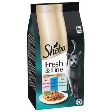 Sheba Fresh & Fine vrečke za mačke, pi&scaron;čanec in losos 6 x 50 g