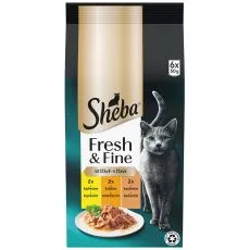 Sheba Fresh & Fine vrečke za mačke, pi&scaron;čanec in puran 6 x 50 g