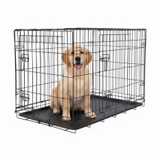 Zložljiva kletka za pse, 2 vrati, L - 91 x 56 x 63 cm