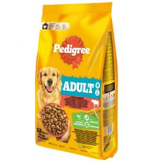 Pedigree Adult z govedino in zelenjavo 12 kg + 3 kg BREZPLAČNO