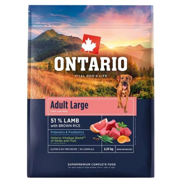 Ontario Adult Large Lamb & Brown Rice 2,25 kg | ABC-ZOO