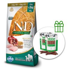 Farmina N&D Selection Adult MEDIUM & MAXI Chicken & Pomegranate 12+3 kg + 2 x priboljški BREZPLAČNO