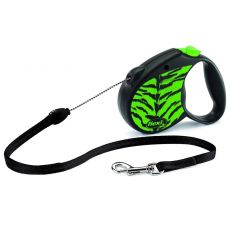 Povodec Flexi Safari Tiger S do 12 kg, 5 m, kabel - zelen