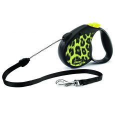 Flexi Safari Leopard povodec M do 20 kg, 5 m,  kabel - rumen