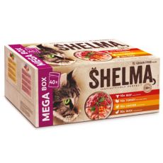 Shelma Cat vrečke 4 vrste mesa v omaki MEGA BOX 40 x 85 g