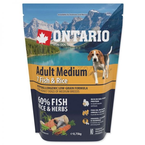 ONTARIO Adult Medium 7 Fish & Rice 0,75 kg | ABC-ZOO