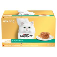 Gourmet GOLD Multipack Savoury Cake govedina, piščanec, puran, jagnjetina 48 x 85 g