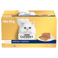 Gourmet GOLD Multipack paštete piščanec, puran, kunec, tuna 48 x 85 g