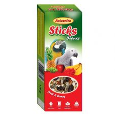 Avicentra Deluxe palčke za velike papige – sadje in med, 2 kos