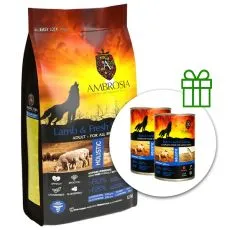 Ambrosia Adult All Breeds Lamb & Fresh Salmon 12 kg + 2 pločevinke BREZPLAČNO
