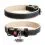 Usnjena pasja ovratnica WAU DOG SOFT - 46-60 cm, 35 mm, črno-bež
