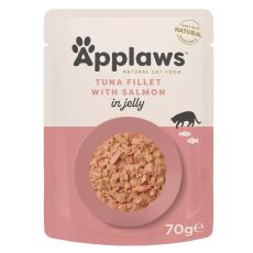 Vrečka z mačjo hrano APPLAWS, tuna in losos v želatini, 70 g