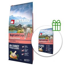 ONTARIO Weight Control Large turkey & potatoes 12 kg + 2,25 kg BREZPLAČNO