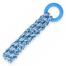 Bombažna vrv z gumijastim obročem, modra – 30 cm