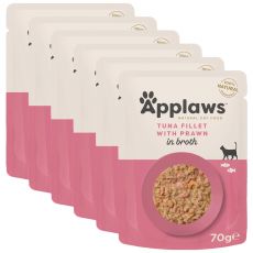 Vrečka z mačjo hrano APPLAWS, tuna in rakci, 6 x 70g