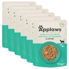 Vrečka z mačjo hrano APPLAWS, tuna in slaniki, 6 x 70g